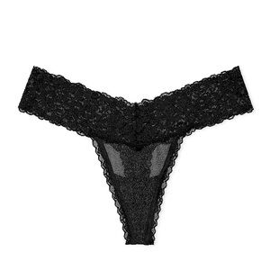 Victoria’s Secret The Lacie Sequin Posey Mesh Thong Panty Metallic Lurex Black